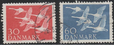 Denmak 1956 SC# 361 - 362 - Whooper Swans - two stamps - Used Lot # 093 — 第 1/2 张图片
