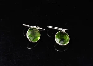 925 Sterling Silver Peridot Handmade Beautiful light weight Earrings ES-1424 - Picture 1 of 6