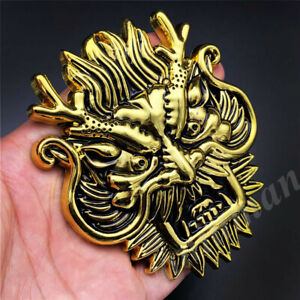 3D Golden Metal King of Chinese Dragon Car Trunk Emblem Badge Decals Sticker