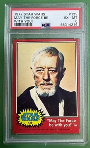 Tarjeta de Star Wars 1977 #129 May the Force Be With You Obi-Wan PSA 6 certificado #65314216 - Imagen 1 de 14