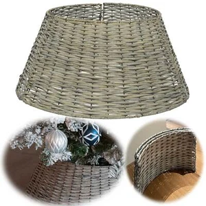 Design XL Weihnachtsbaum Rock Rattan Weide 57cm Grau Umrandung Christbaumständer - Bild 1 von 8