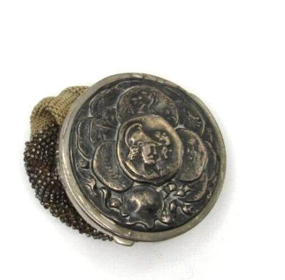 Cartera antigua Art Deco moneda ganchillo micro plata acero cambio tam o shanter Foto 1 de 4