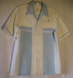 IOLANI Vintage Executive Hawaii Short Sleeve Blue/White Mens Large CLASSIC - Picture 1 of 9