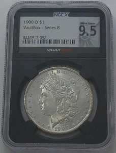 1900 O NGCX 9,5 $1 DÓLAR MORGAN BÓVEDA CAJA SERIE 8 MS65 90% PLATA COMO NUEVO - Imagen 1 de 3
