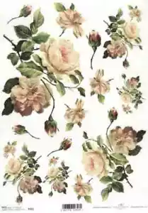 Papel de arroz A/4 para decoupage de ITD - Rosas blancas vintage - R0631 - Imagen 1 de 1