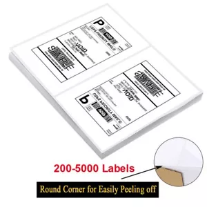 200-5000 Half Sheet Shipping Labels Rounded Corner 8.5x5.5 Adhesive 2 Per Sheet - Picture 1 of 10