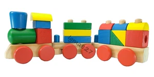 Apilador de Madera Tren Bloques de Colores Juguete Educativo Empujar 10+ Meses Regalo - Imagen 1 de 2