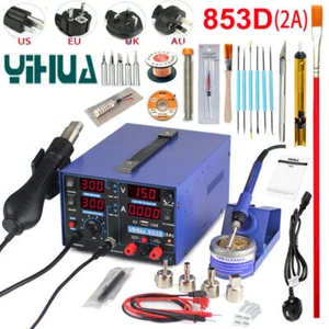 New 853D USB 2A Soldering Station Rework Hot Air Gun Solder Iron Welding Tools - Picture 1 of 12