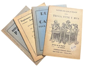 4 Rare Gambling Brochures Circa 1920 Poker Truco Solitaire Rummy In Spanish - Picture 1 of 6