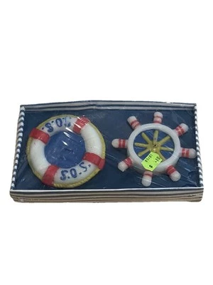 3.5” Darice Vintage NOS Ship Nautical Floating Candle Set Raft Wheel - Image 1 of 4