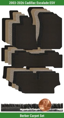 Juego de alfombrillas bereber personalizadas para Cadillac Escalade ESV 2003-2026 (4 piezas) #49P Foto 1 de 4