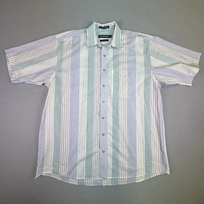 Camisa de vestir Van Heusen para hombre manga corta abotonada pastel rayas relajada LT Foto 1 de 4