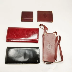 Cartier Geldbörse Lang Portemonnaie 5er Set Burgund Leder 4602271 - Bild 1 von 11