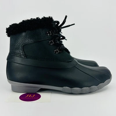Sperry Women's Saltwater Alpine Black Leather Duck Booties STS86690 Size 7 - Image 1 of 4