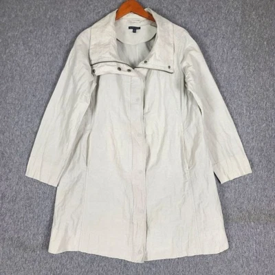 Abrigo Chaqueta Eileen Fischer Hueso Arrugado Algodón Orgánico Mujer Med Foto 1 de 4