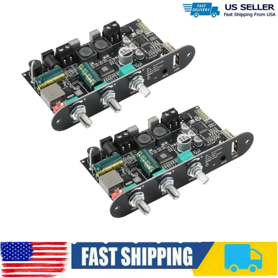 ZK-1002T 2x100W Bluetooth Audio Power Amplifier Board Mono Amp Module TPA3116D2 - Image 1 of 4