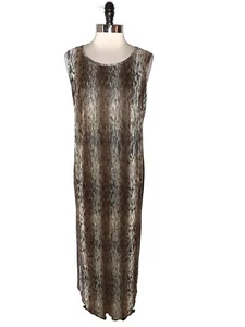 CONNECTED Plus Size 18W Shift Dress Black Brown Beige Crinkle Sleeveless Midi - Picture 1 of 5