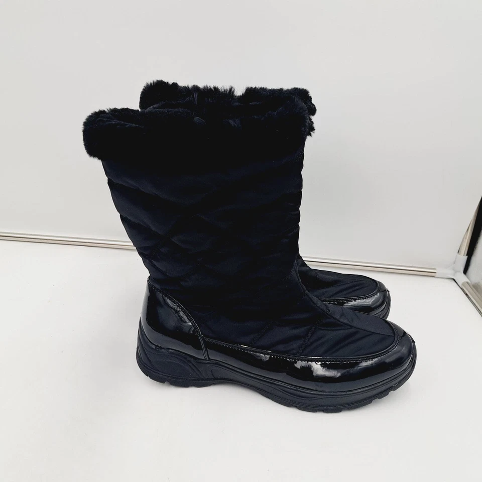 Botas de invierno Easy Dry negras acolchadas charol forradas de lana con cremallera interior 9,5  Foto 1 de 4