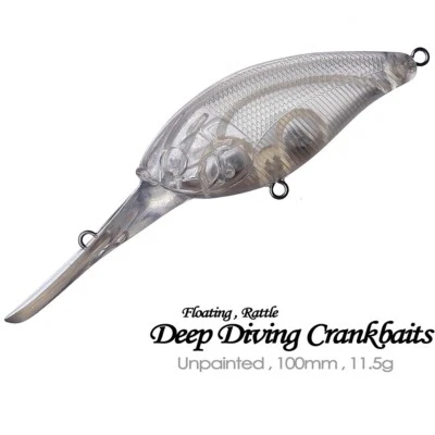 20PCS 10cm 11.5g Deep Diving Crankbait Unpainted Bait Blank Fishing Lure model - Image 1 of 4