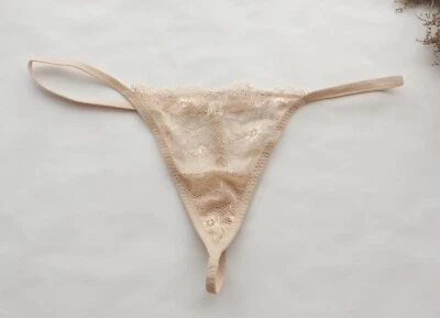 Mujeres Sexy Tanga Floral Malla T-back Ropa Interior Hipster Tanga Bragas Beige M Foto 1 de 4