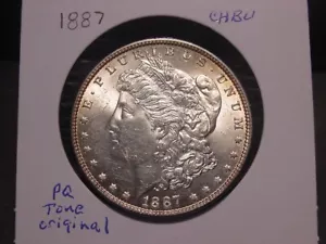 1887 MORGAN DOLLAR CHOICE BU NICE TONE ORIGINAL COLOR POPULAR DATE SHIPS FREE - Picture 1 of 3