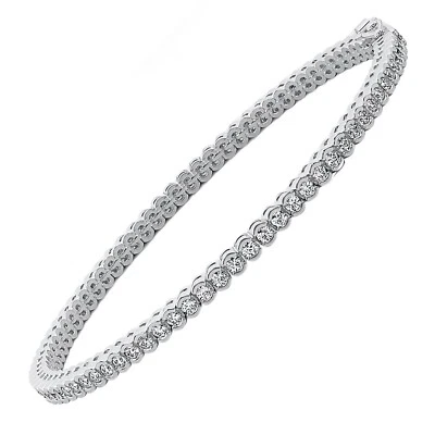 Brazalete Tenis Diamantes Redondos Naturales 3.50ct Oro Blanco 14K Color G VS Claridad Foto 1 de 4