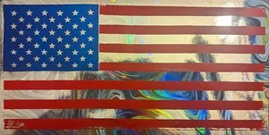 Matt Dye Blunt Graffix Old Glory 2012 American Flag Swirl Foil Mini Art Print - Picture 1 of 6