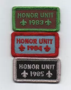 Lote de 3 tiras de unidad de honor 1983-1985, respaldo de plástico transparente, ¡como nuevo! - Imagen 1 de 1