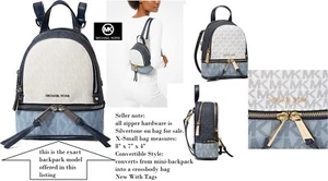 Michael Kors Rhea Zip Extra Small Messenger Backpack 8"x 7"x 4" in Chambray/Navy - Picture 1 of 10