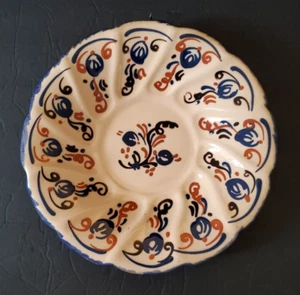 Cuenco de pared de arte popular de cerámica Redware de Nepal firmado de colección de 9,5" de diámetro - Imagen 1 de 19
