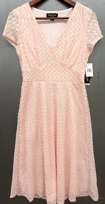 Perceptions Dress S Petal Pink Short Sleeve Midi Coquette Feminine Romantic New - Image 1 of 4