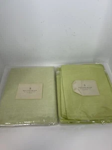 Pottery Barn Two tone Organdy Chartreuse Pole Top Curtain lot 2 44” x 84” - Picture 1 of 9