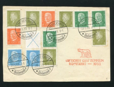 Zeppelin 1933 Sieger 207Aa Italy Flight Germany Post to Rome Se Tenants franking - Image 1 of 2