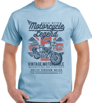 Motorcycle T-Shirt Legend Mens British Motorbike Bike Biker Union Jack Flag UK - Image 1 of 3