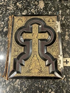 1884 Douay-Rheims Holy Bible ~ Gold Leather, Gilded Edges, Rare Edition - Picture 1 of 24