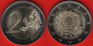 Estonia 2 euro 2015 "Flag of Europe" BiMetallic UNC - Picture 1 of 1