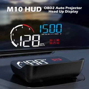 Velocímetro de desplazamiento frontal M10 OBD2 para automóvil HUD a bordo km/h MPH sobre vidrio de automóvil - Imagen 1 de 17