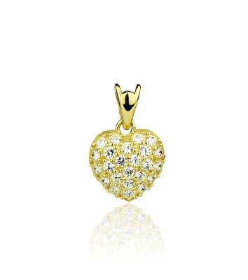 14k Yellow or White Gold Cz Heart Pendant - Image 1 of 4