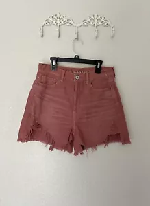 American Eagle Mom Shorts höchste Erhöhung Größe 4 Mauve Distressed Super Stretch - Bild 1 von 8