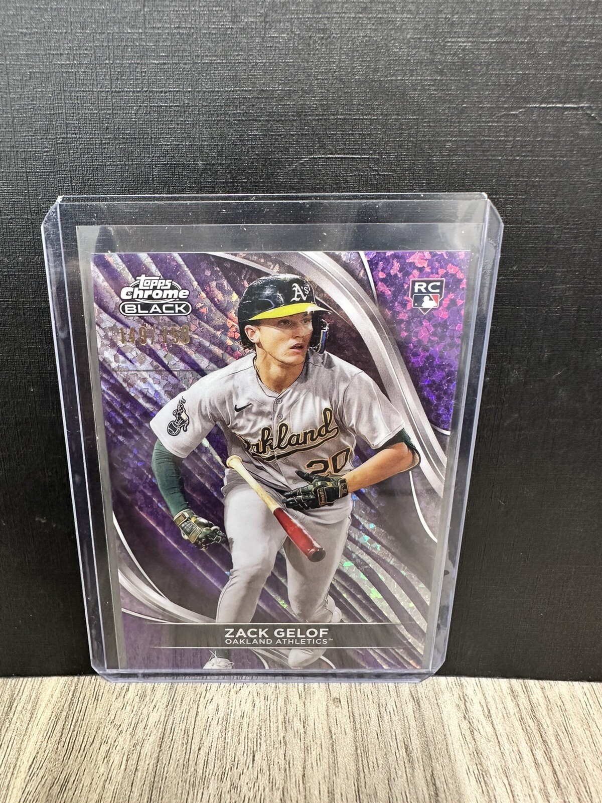 Zack Gelof 2024 Topps Chrome Black #40 Purple Mini-Diamond Refractor RC /150