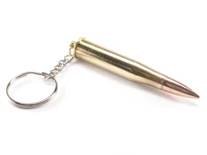 8x56R Mannlicher Keychain, original brass vintage rifle bullet recycled keyring - Picture 1 of 2
