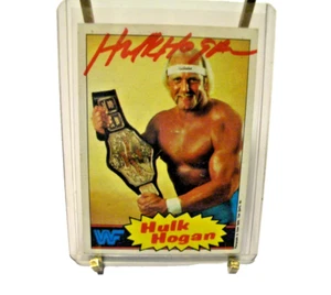 Hulk Hogan - Tarjeta 1985 Topps WWF #1 - Autógrafo tinta roja - Imagen 1 de 12