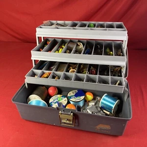 Vintage Plano (6800) 3 Tray Tackle Box Full Of Lures And Tackle Supply’s! - Picture 1 of 12
