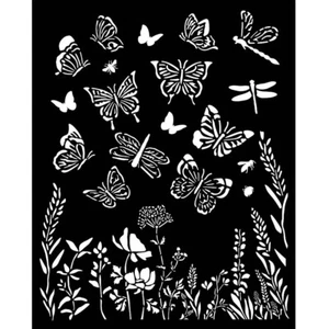 Stamperia LAVENDER - STENCIL - 20CM X 25CM - BUTTERFLIES, Flowers, Dragonfly - Bild 1 von 2