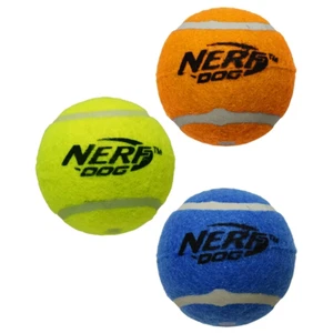 Nerf Dog Multicolor Durable Rubber Squeaker Fetching Tennis Balls Chew Toy Set - Picture 1 of 3
