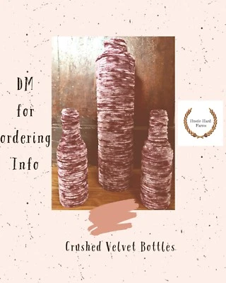 Acogedor jarrón de vidrio con hilo de terciopelo triturado rubor juego de 3 piezas para centro de mesa Foto 1 de 2