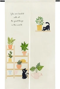 Japanese-style blackout fabric long door curtain, 85cm wide, 150cm long. Cat - Picture 1 of 7
