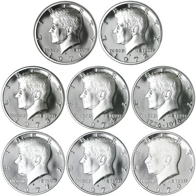 1971-1979 S Kennedy Half Dollar Gem Proof Run 8 Coin Set CN-Clad US Coins Lot - Image 1 of 4