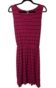Love Fire Womens A Line Dress Pink Black Knee Length Striped Sleeveless XL (1178 - Picture 1 of 5