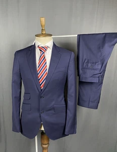 Hackett RECENT Men`s Blue Slim Fit Wool 2 Piece Suit Size 38R/48R Pants 34/50 - Picture 1 of 15
